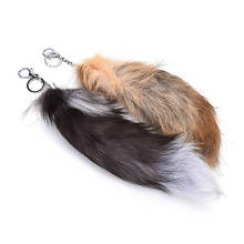 1Piece Large Faux Fox Fur Tail Keychain Fur Handbag Hanging Key Ring For Women Ladies Girls 2 Colors Charm Pendant 2024 - buy cheap