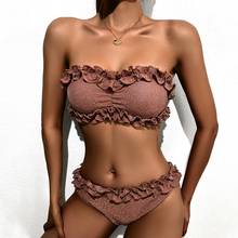 Micendy Bandeau Bikini Women Swimwear Summer Ruffle Bathing Suit Sexy High Waist Biquini Shiny Swimsuit Female Beachwear Push Up 2024 - buy cheap