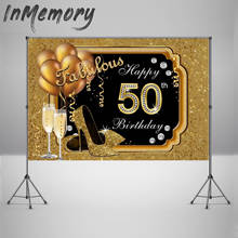 Fabulous Photocall Boda Women Gold Balloons Happy 50th Birthday Party Backdrops Diamond Photography Background Photo Studio 2024 - buy cheap