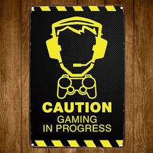 CAUTION Gaming In Progress Vintage Tin Signs Craft Tin Sign Retro Metal Painting Antique Iron Poster Bar Pub Signs 2024 - buy cheap