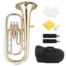 ammoon Brass B Flat Baritone Horn Bb Piston-Style Wind Instrument with Mouthpiece Gloves Cleaning Cloth for Beginners Brass Band 2024 - buy cheap