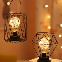 Iron Geometric Shape Table Lamp Nordic Style Lampshade Lantern Diamond Chandelier For Cafe Dining Room Bedroom Copper Wire Lamp 2024 - buy cheap