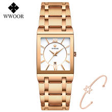 WWOOR-Reloj de pulsera de cuarzo para mujer, pulsera femenina de lujo de marca famosa, color rosa dorado, exquisito 2024 - compra barato
