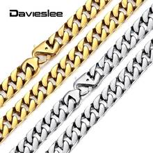Davieslee Fashion Mens 10mm Curb Cuban Chain Link Necklace for Boys 316L Stainless Steel Gold Silver Color 20-36 inch DHNM26 2024 - buy cheap