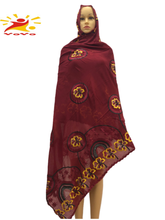 New African Women Scarf Muslim Soft Cotton Scarf Dubai Islamic Embroidery Muslim Hijab for Shawls Wraps210*110 HB064 2024 - buy cheap