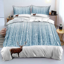 Ropa de cama 3D de ciervo blanco, edredón, funda de almohada, ropa de cama personalizada, tamaño King, Queen, Doble 2024 - compra barato