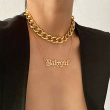 Docona colar pingente letras dourado, colar de liga com nome personalizado para mulheres 2020 2024 - compre barato