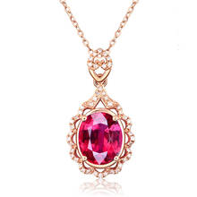 MOONROCY розовое золото цвет красный розовый кристалл чокер с подвеской циркония овальное ожерелье для женщин Прямая поставка Ювелирные изделия оптовая продажа 2024 - купить недорого