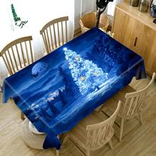 3d Christmas Tablecloth Blue Ball and Candle Pattern Thick Cotton Cloth Rectangular Round Table Cloth for Christmas 2024 - buy cheap