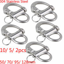 304 Stainless Steel 50/ 70/ 95/ 128mm Fixed Snap Anchor Shackle Rigging Silver Fixed Eye Bail with Eye Ring 10/ 5/ 2pcs 2024 - buy cheap