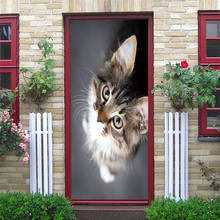 Adesivo decorativo à prova de armazenamento para quarto e sala de estar, papel de parede removível com adesivo de gato fofo de 2 tamanhos 2024 - compre barato