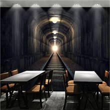 Retro Estereoscópico 3D Túnel Ferroviário Foto Wallpapers Bar Café Restaurante Industrial Espaço Decoração Pintura Mural Da Parede Papel de Parede Preto 3D 2024 - compre barato
