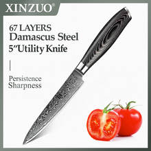 XINZUO-cuchillo utilitario de acero japonés Damasco VG10, herramienta profesional de cocina de 5 pulgadas, para pelar frutas 2024 - compra barato