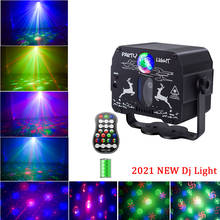 Dj luz de discoteca com controle de voz led laser projetor luz, usb recarga efeito de luz festa mostrar para weding aniversário dj piso 2024 - compre barato