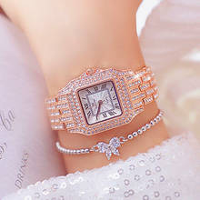 Relógio analógico feminino de pedras de diamante, relógio de luxo em ouro rosa, com pulseira de quartzo, 2021 2024 - compre barato