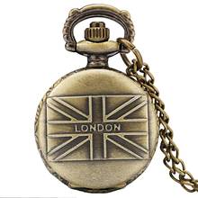 Reloj de bolsillo de cuarzo con diseño de la bandera de Inglaterra, Londres, Reino Unido, tamaño pequeño, collar con colgante, cadena de regalo, para hombre 2024 - compra barato