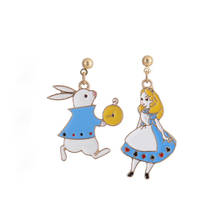 Pendientes de conejo azul para mujer, aretes elegantes y bonitos, a la moda, japoneses y coreanos, S925 2024 - compra barato