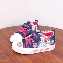 Модная детская обувь для девочек Disney, повседневные холщовые кроссовки из денима «холодная Снежная королева», Эльза и Анна 2024 - купить недорого