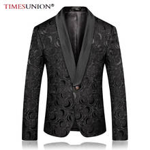 TIMESUNION-Chaqueta de moda para hombre, Blazer negro Jacquard rosa, traje ajustado, 5XL 2024 - compra barato