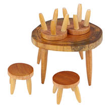 Cadeira de mesa de madeira 5 espaços miniatura artesanato casa de bonecas móveis paisagem brinquedo sala de jantar cozinha decoração presente das crianças 2024 - compre barato