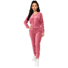 Pink Sweatsuits Set Womens 2 Piece Sweatshirt & Sweatpants Velour Full Zip Hoodie Tracksuits Sportswear with Pocket 2024 - buy cheap