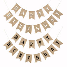 Banderines de arpillera Vintage para decoración de fiestas, guirnalda de feliz cumpleaños, pancarta para Baby Shower 2024 - compra barato
