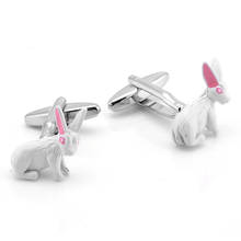 Cute Rabbit Cufflinks Fashion Men's Unisex Gifts Classic Novelty French Shirt Buttons Animal Red Ears White Rabbits Cuff Links 2024 - buy cheap