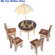 Cadeira de mesa para presente infantil, 1 conjunto de móveis em miniatura de madeira para casa de bonecas, paisagem, decoração para cozinha e sala de jantar 2024 - compre barato