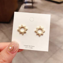 Exquisite Metal Geometric Gearwheel Stud Earrings Matte Gold Color Women Punk Jewelry 2024 - buy cheap