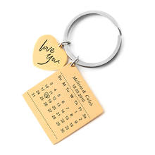 Personalized Calendar Name Custom Keychain Bag Charm Letter Date Key Chain Keyring Love You Heart Gift for Boyfriend Best friend 2024 - buy cheap