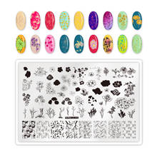 Rectangle Nail Stamping Plates Flower Butterfly Mixed Pattern Nail Art Image Design Tools Stamp Template Stencil 2024 - buy cheap
