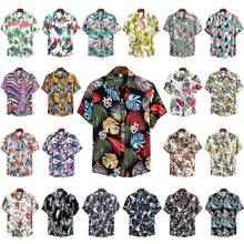 Camisa floral Hawaiana para hombre, camisa holgada de manga corta con solapa, estilo europeo y americano, con botones, novedad de verano, 2021 2024 - compra barato