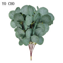 YO CHO 5pcs Green eucalyptus leaf silk simulation leaves home decoration floral accessories short artificial eucalyptus branches 2024 - buy cheap