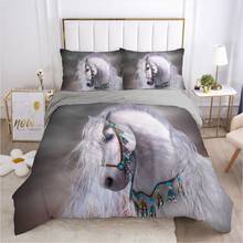 Conjuntos de roupa de cama 3d, edredom, capa de cobertor, casal, cavalo, animal, king queen 2024 - compre barato