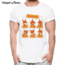 Vagarytees 2020 nova marca masculina foxs impresso verão camiseta de manga curta o pescoço modal hipster topos t 2024 - compre barato