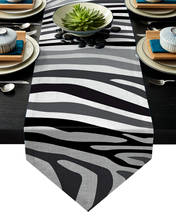 Camino de mesa de rayas blancas y negras, Animal abstracto de cebra, decoraciones navideñas para la decoración de la Mesa del hogar 2024 - compra barato