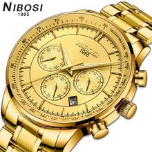 NIBOSI-Reloj de pulsera de cuarzo para hombre, cronógrafo Masculino, resistente al agua, dorado 2024 - compra barato