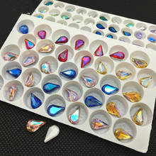AB цвета 6x10 8x13 мм капли воды капля груша Pointback стеклянные кристаллы стразы клей на орнамент diy отделка 2024 - купить недорого