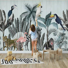 Custom 3D Self Adhesive Wallpaper mural custom nordic flamingo tropical plant background Living room bedroom papel DE parede 2024 - buy cheap