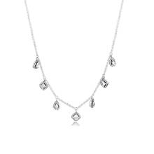 2019 Winter Christmas Gift 925 Sterling Silver Dangling Geometric Shapes Necklace with CZ Silver 925 Jewelry Necklaces for Women 2024 - buy cheap