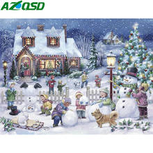 AZQSD 5D Diamond Embroidery Mosaic Winter Full Square Drill Diamond Mosaic Snowman Cross Stitch DIY Needlework Home Decortion 2024 - buy cheap