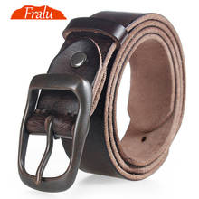 FRALU Brand new cowhide genuine leather belt for men Strap male pin buckle vintage cowboy Casual designer brand men belt wide 2024 - buy cheap
