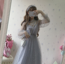 kawaii girl gothic Sweet lolita dress fairy wedding dress stars gray blue mesh princess victorian dress  lolita op loli cos 2024 - buy cheap