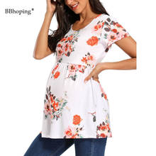 Women's Maternity Round Neck Shirt Maternity T-Shirt Basic Pregnancy Tops Casual Loose Short Sleeve Tee Pregnancy Mama Tops 2024 - buy cheap