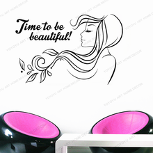 Time To Be Beautiful Phrase-calcomanía de vinilo para pared de Spa de belleza, pegatina artística para peluquería, Mural, Decol para dormitorio de niñas, WQ11 2024 - compra barato