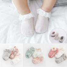 Children Accessories Newborn Infant Baby Girls Soft Cotton Lace Bow Princess Angel Ankle Socks Kids 3Pairs/Sets Toddlers 2024 - buy cheap
