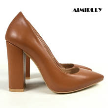 Sapatos de salto alto elegante para mulheres, calçado de trabalho aimirlly marrom e vermelho 2024 - compre barato