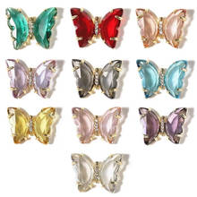 Encantos da borboleta de 10 pces, encantos da borboleta de cristal da arte do prego, encantos da borboleta de vidro, encantos da borboleta, encantos grandes cor-de-rosa da borboleta 2024 - compre barato