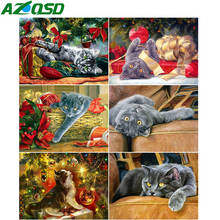 AZQSD Full Kits Diamond Painting Cat Needlework Christmas Decorations For Home Diamond Embroidery Animals Mosaic Handmade Gift 2024 - buy cheap