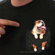 English Bulldog Inside Pocket T Shirt Dog Lovers Black Cotton Men Made In USA Cartoon T-shirt Men Unisex New Fashion Tshirt 2024 - buy cheap